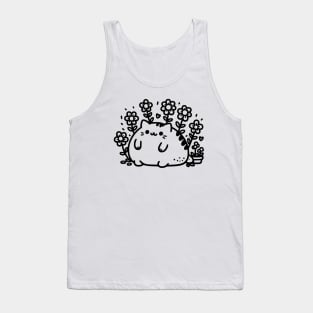 Obese Cat Surrounded By Flowers Tank Top